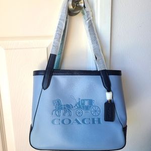 Coach Tote 27 in Color block Horse and Carriage